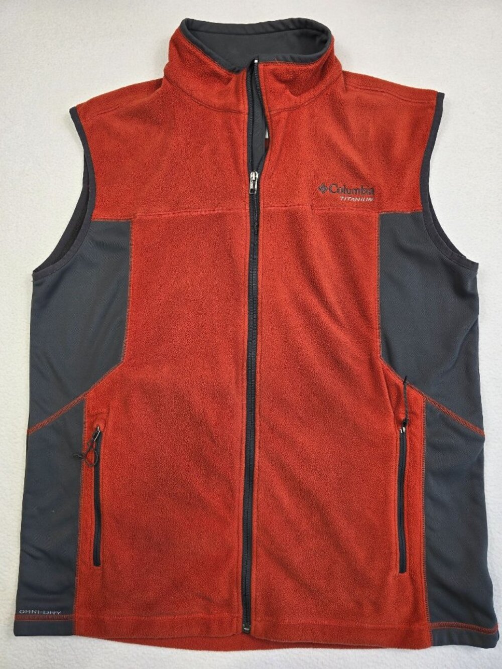 Columbia Titanium Fleece Vest Mens Large Red Gray Outdoor Sportswear